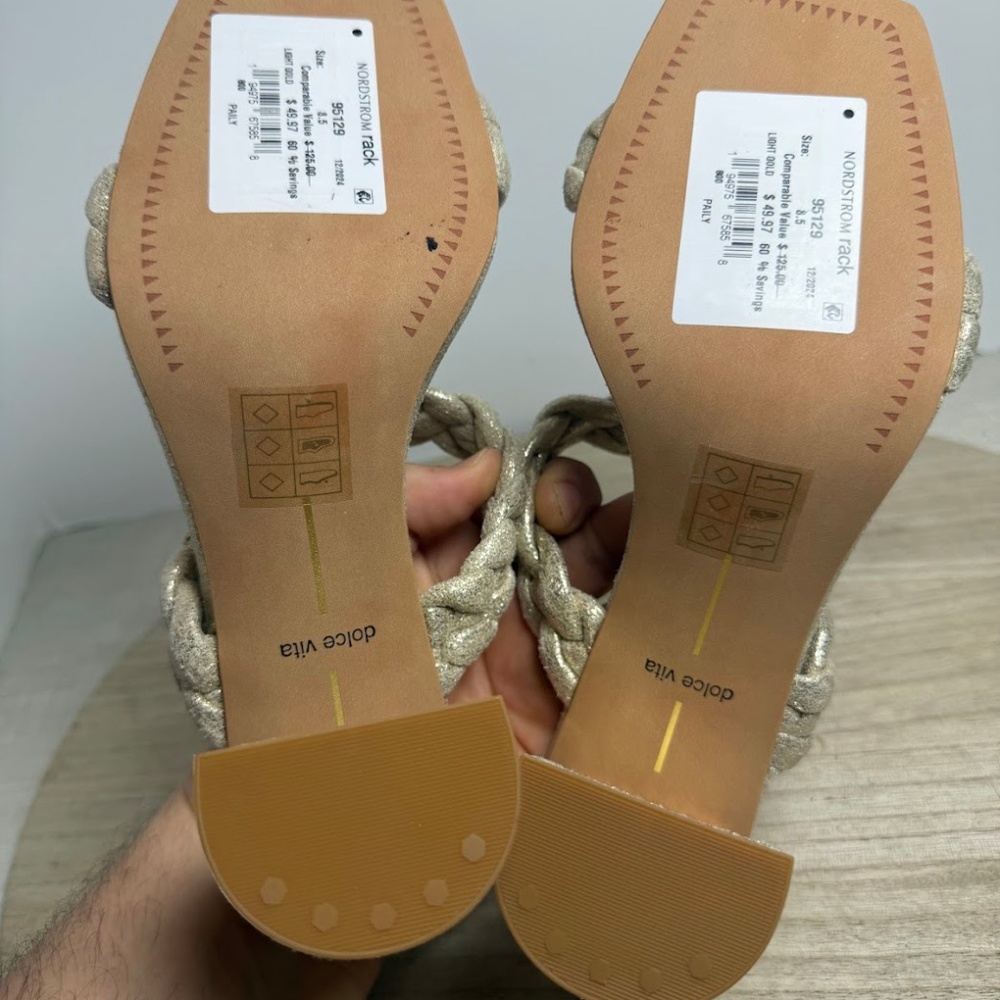 Dolce Vita Braided Heel Sandals Light Gold Womens 8.5 NWOT - Picture 5 of 6